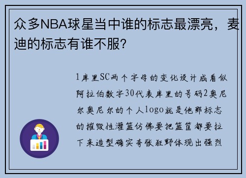 众多NBA球星当中谁的标志最漂亮，麦迪的标志有谁不服？